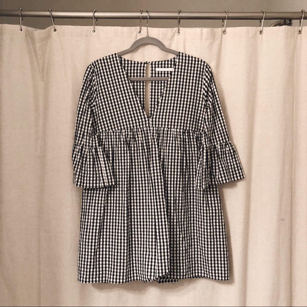 ZARA checkered babydoll dress